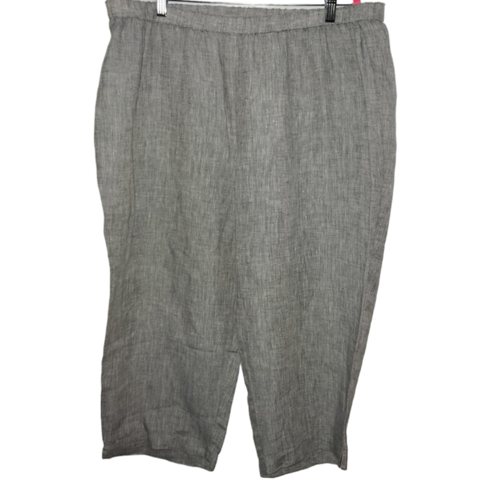 Eileen Fisher Linen Pants XL Elastic Waist Linen Pull On